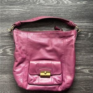 Coach purple-burgundy Leather Shoulder Bag